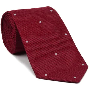 Red Grenadine Fina with Silver (Hand Sewn) Pin Dots Silk Tie #GFDT-1 (2)