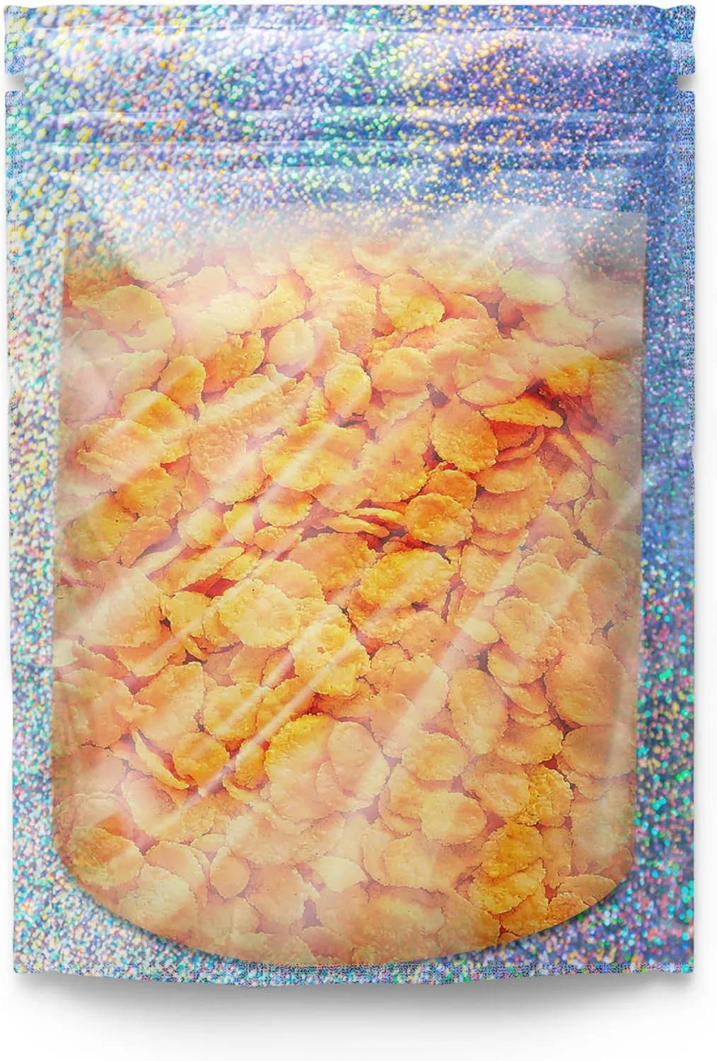 Resealable STANDUP Mylar Hologram Metallic Amazing Bags 4x6 inches. 60 Pk – Airtight, Waterproof, Zip Lock-Opaque Foil Pouch - Food Grade. Long shelf-life Storage (60 pck Medium, Metallic)