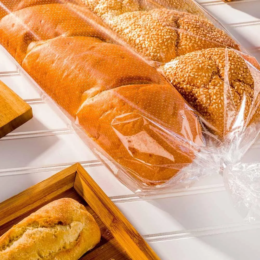 Restaurantware Bag Tek 24 Inch x 13 Inch Bread Bags 250 With Wicket Dispenser Bread Loaf Bags - Micro Perforated Freezer Safe Clear Plastic Baguette Bags Disposable