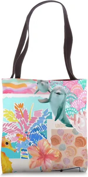 Retro Girly Beach Coastal European Summer Collage Tote Bag