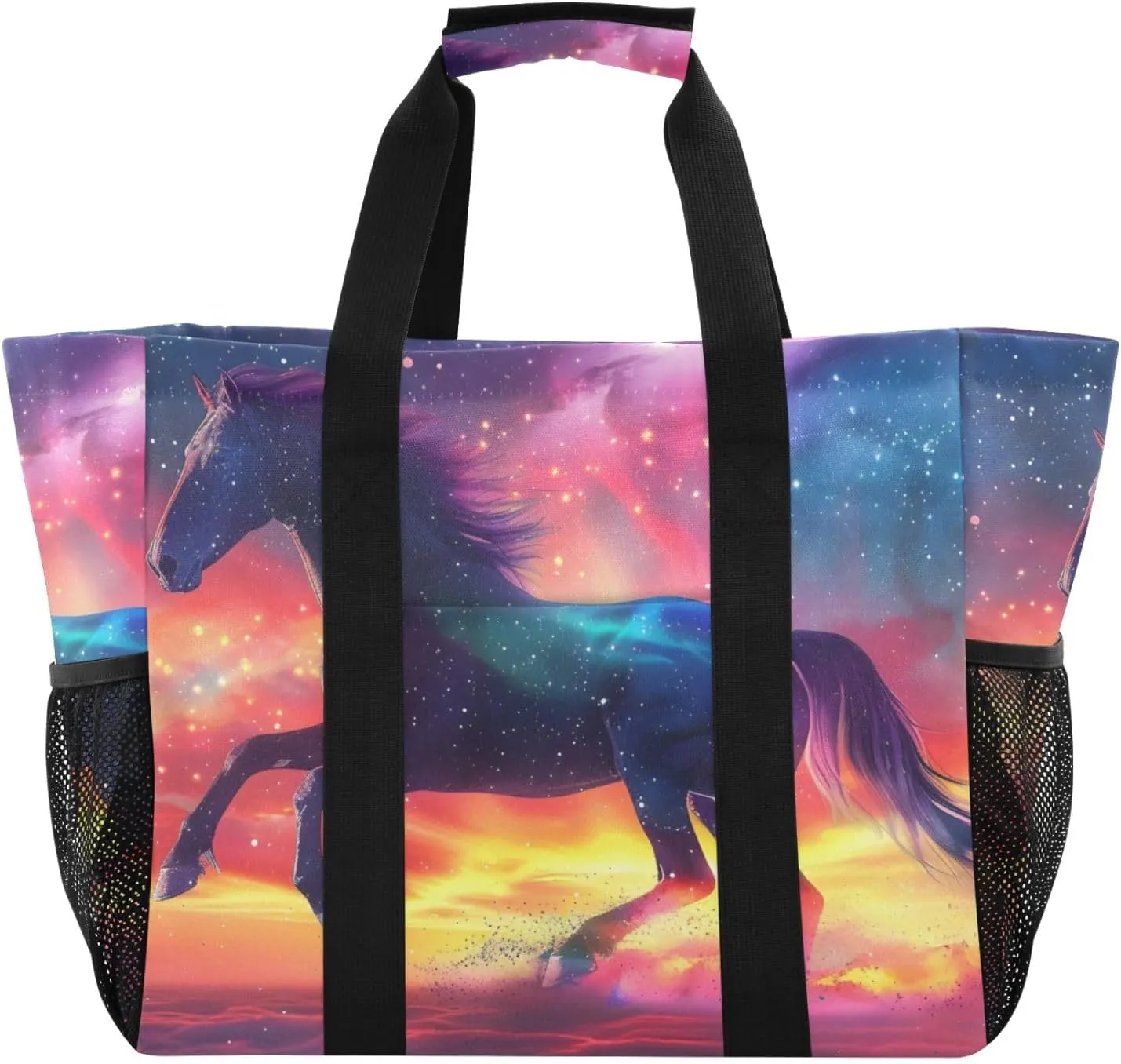 Reusable Grocery Bag A Galloping Horse Roars in The Sky Large Shopping Bags Travel Tote Bag