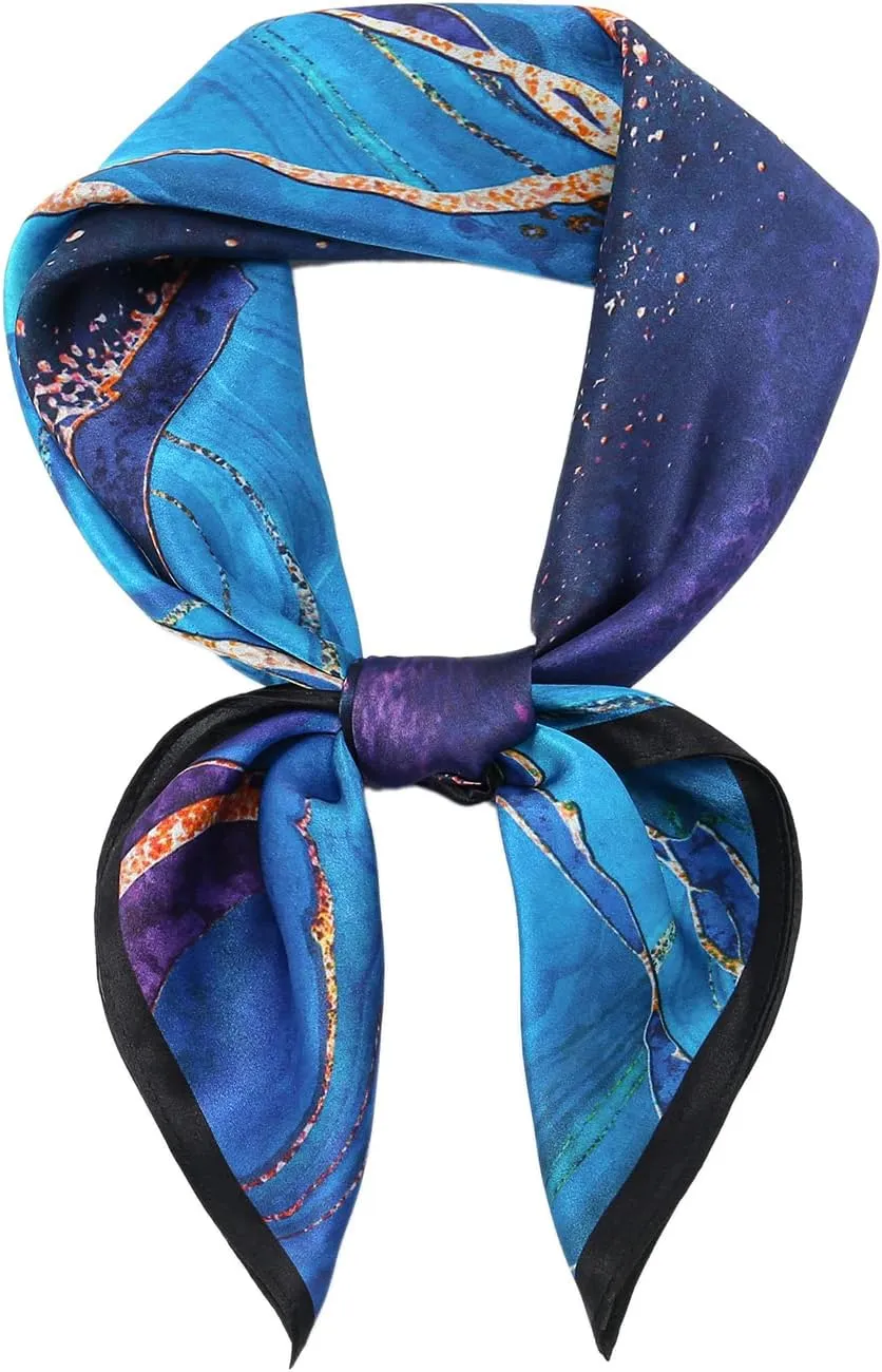 RIIQIICHY 100% Silk Scarf Head Scarf for Women Hair Scarf for Sleeping Hair Wrapping at Night Square Neck Scarves