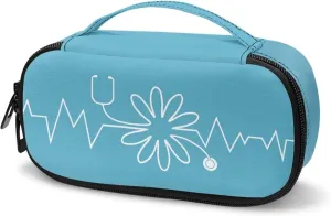 Rnyleeg Blue Insulin Bag for Nurse Diabetic Supplies Travel Case Diabetic Care Storage and Travel Packs Medicine Carrying Case for Insulin Pens