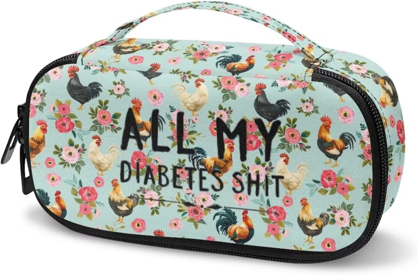 Rnyleeg Insulin Bags for Women Chicken Flower Pattern Insulin Cooler Travel Case Portable Diabetic Supplies Storage for Home