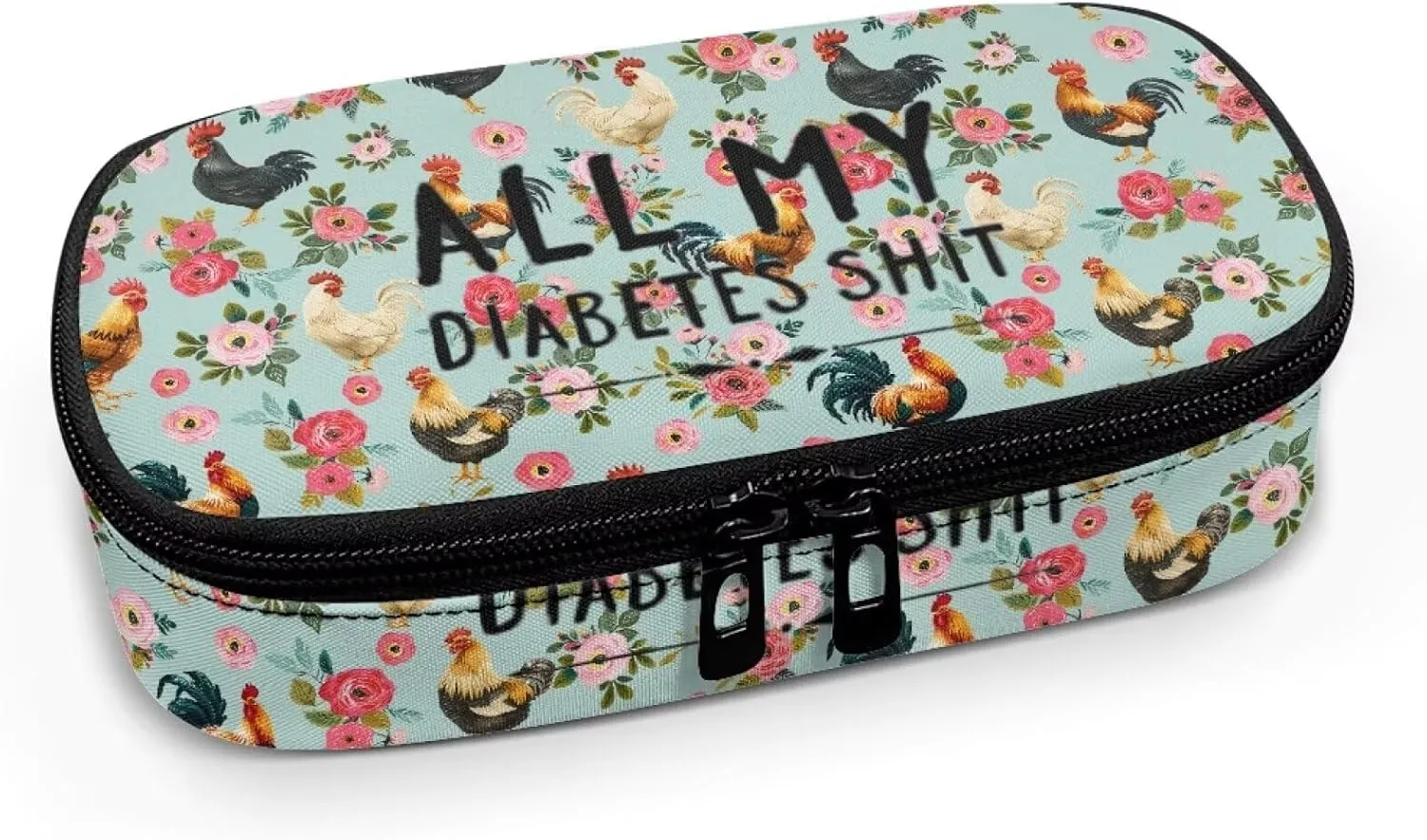 Rnyleeg Insulin Bags for Women Chicken Flower Pattern Insulin Cooler Travel Case Portable Diabetic Supplies Storage for Home