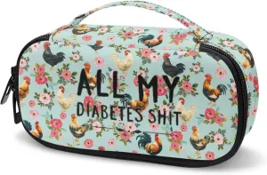 Rnyleeg Insulin Bags for Women Chicken Flower Pattern Insulin Cooler Travel Case Portable Diabetic Supplies Storage for Home