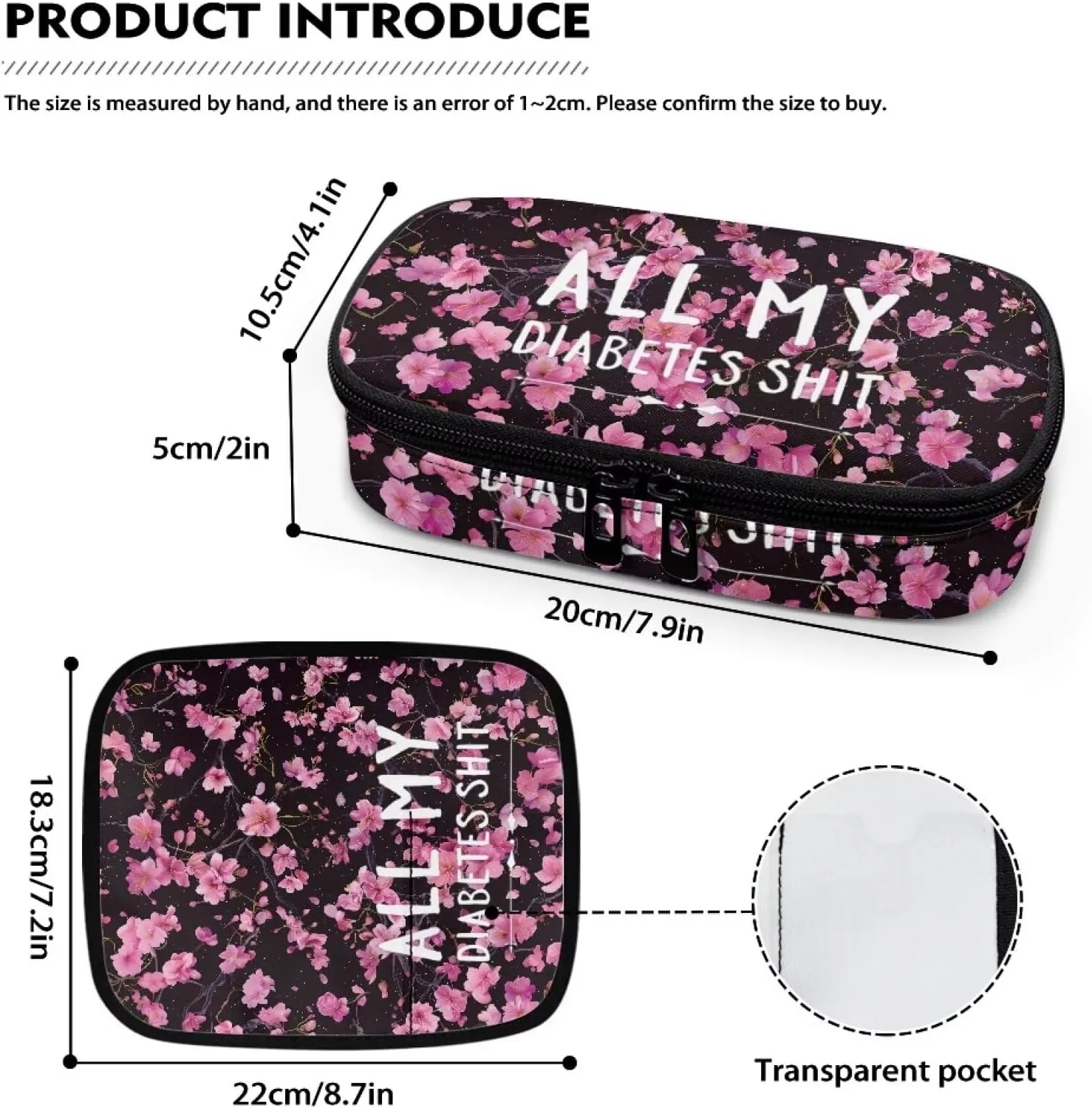 Rnyleeg Insulin Cooler Travel Case Cherry Blossom Portable Diabetic Supply Bag for Women Insulin Bags for Traveling