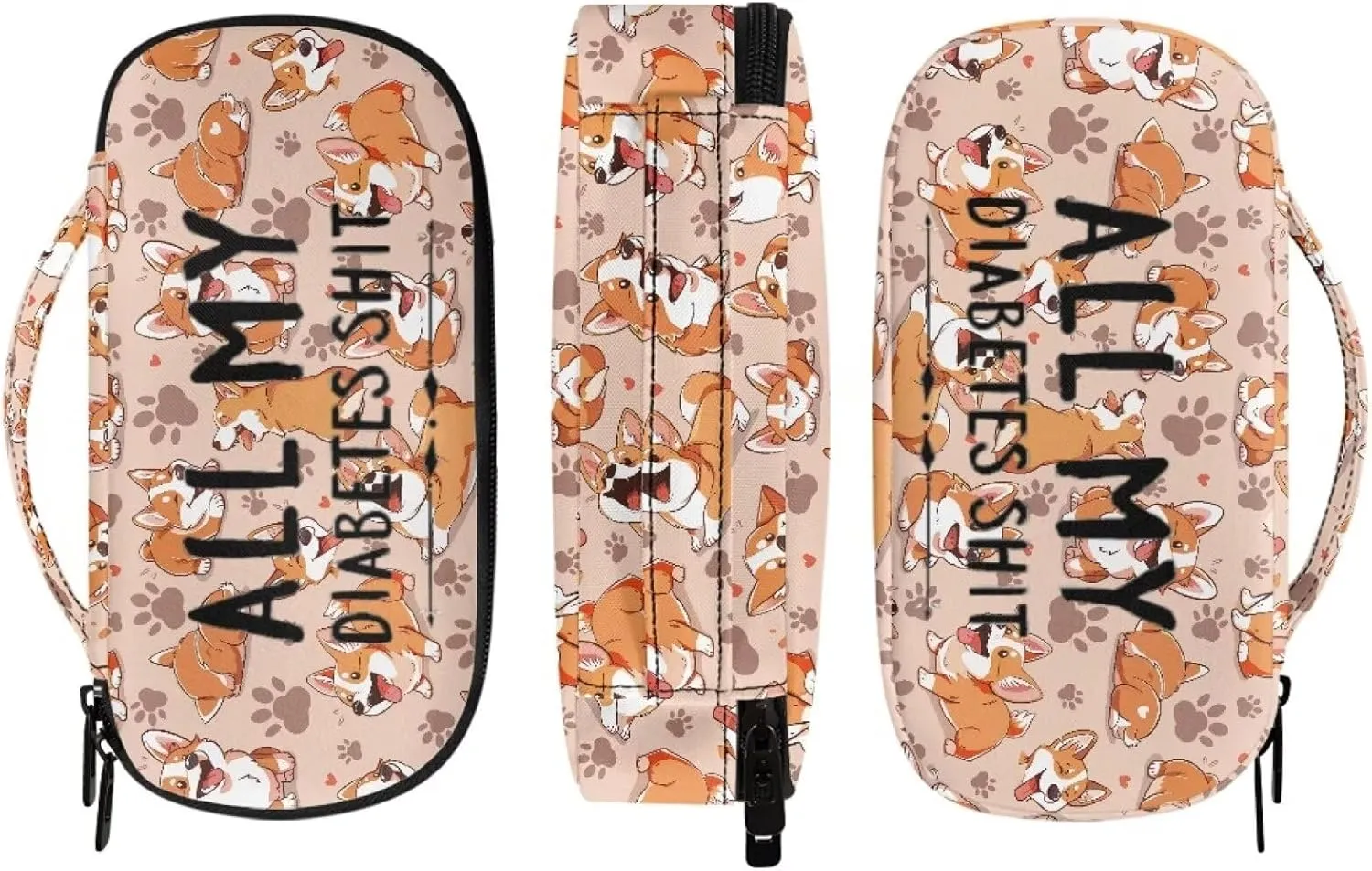 Rnyleeg Insulin Cooler Travel Case Cute Corgi Diabetic Care Storage and Travel Packs Small Diabetic Bag for Insulin Pens Diabetic Supplies Storage for Home