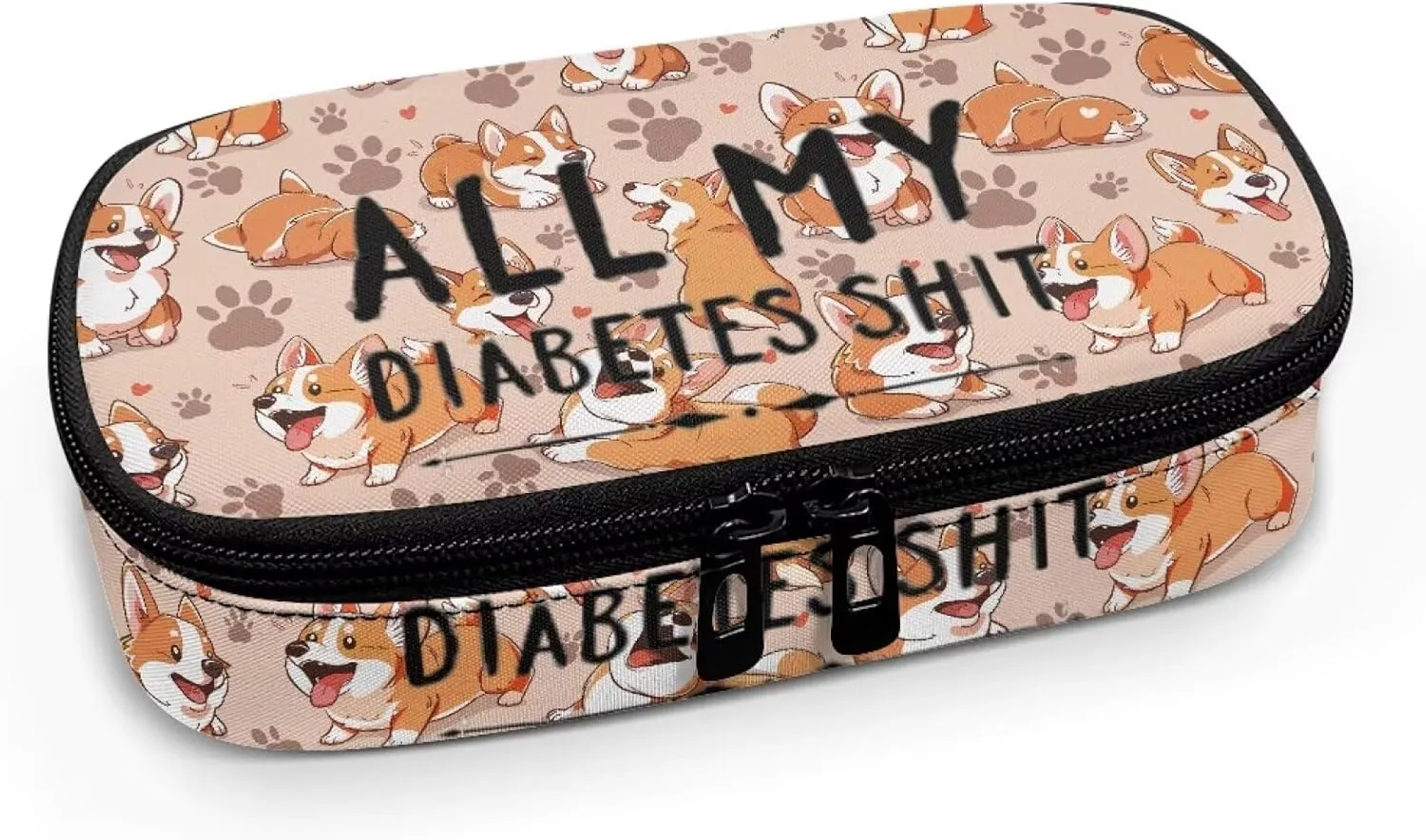 Rnyleeg Insulin Cooler Travel Case Cute Corgi Diabetic Care Storage and Travel Packs Small Diabetic Bag for Insulin Pens Diabetic Supplies Storage for Home