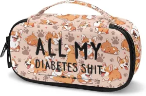 Rnyleeg Insulin Cooler Travel Case Cute Corgi Diabetic Care Storage and Travel Packs Small Diabetic Bag for Insulin Pens Diabetic Supplies Storage for Home