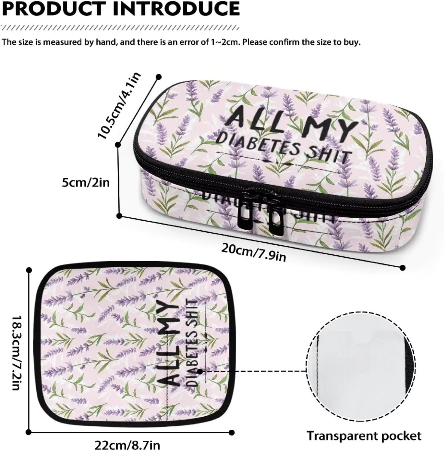 Rnyleeg Insulin Cooler Travel Case Lavender Diabetic Bags for Women All My Diabetes Shit Diabetic Care Storage and Travel Packs