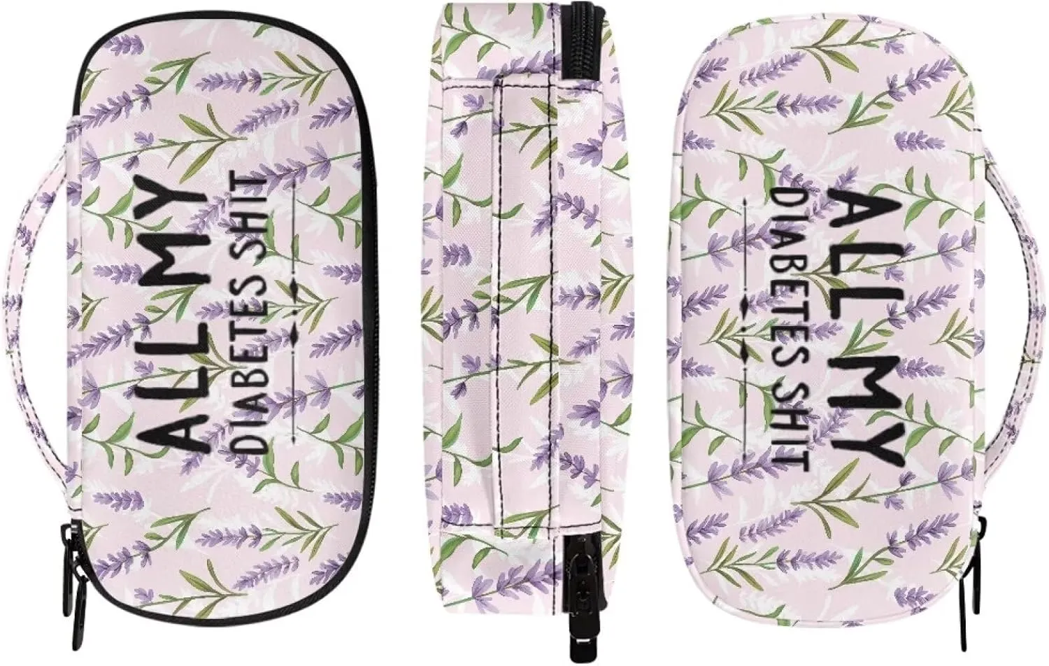Rnyleeg Insulin Cooler Travel Case Lavender Diabetic Bags for Women All My Diabetes Shit Diabetic Care Storage and Travel Packs