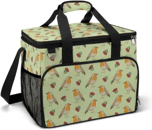 Robin Redbreast Berries and Leaf Foliage Camping Cooler Bags Insulated Beach Cooler Portable Leak Proof Camping Cooler with Shoulder Strap