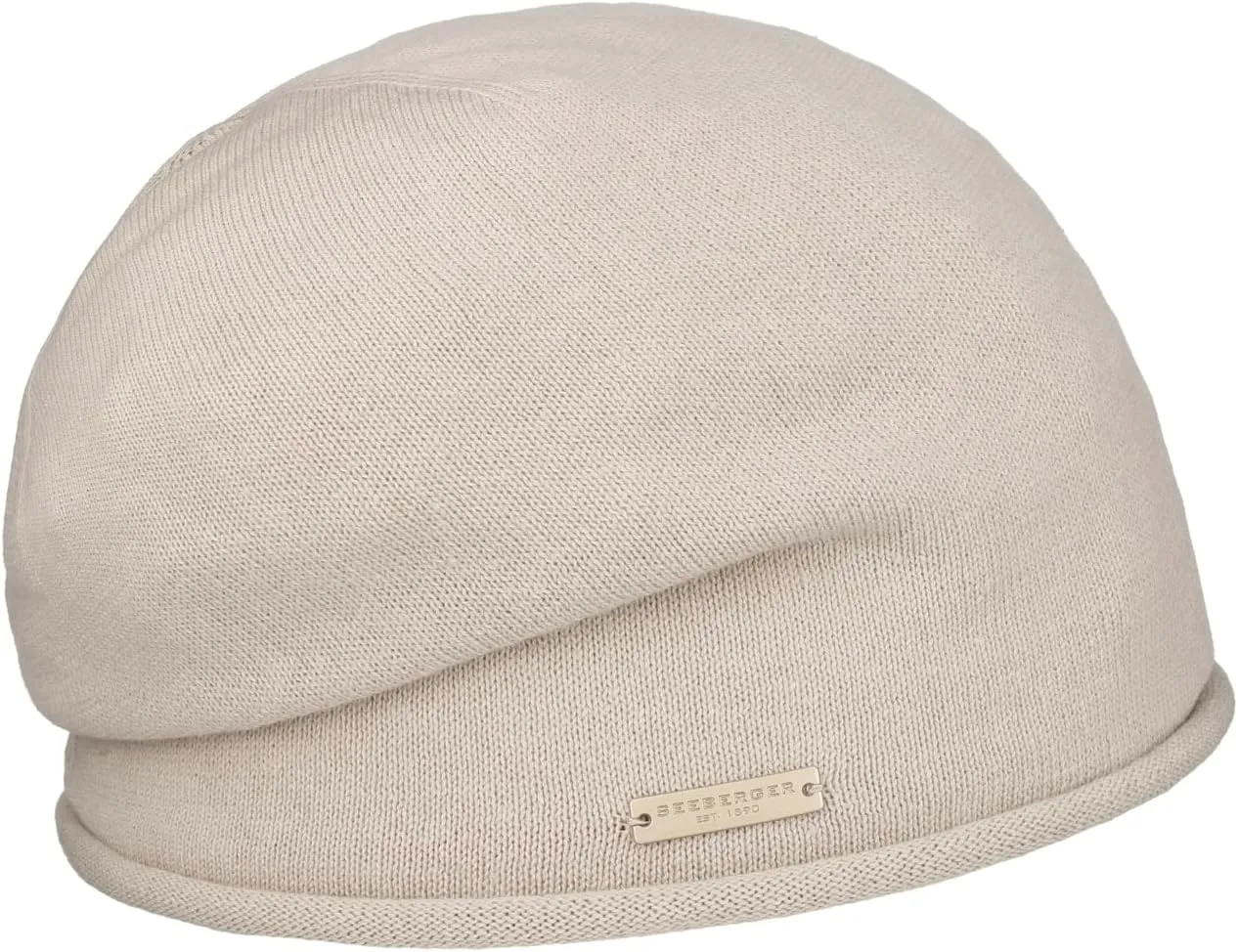 Rolled Edge Beanie Women/Kids Beige One Size