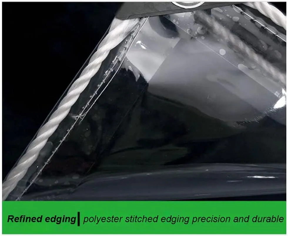 Roller Shade Blind Transparent Waterproof Tarpaulin, Glass Clear Tarpaulin, Heavy Duty Outdoor Fishing Camping Ground Sheet Cover 0.55mm Thickness,650g / m2