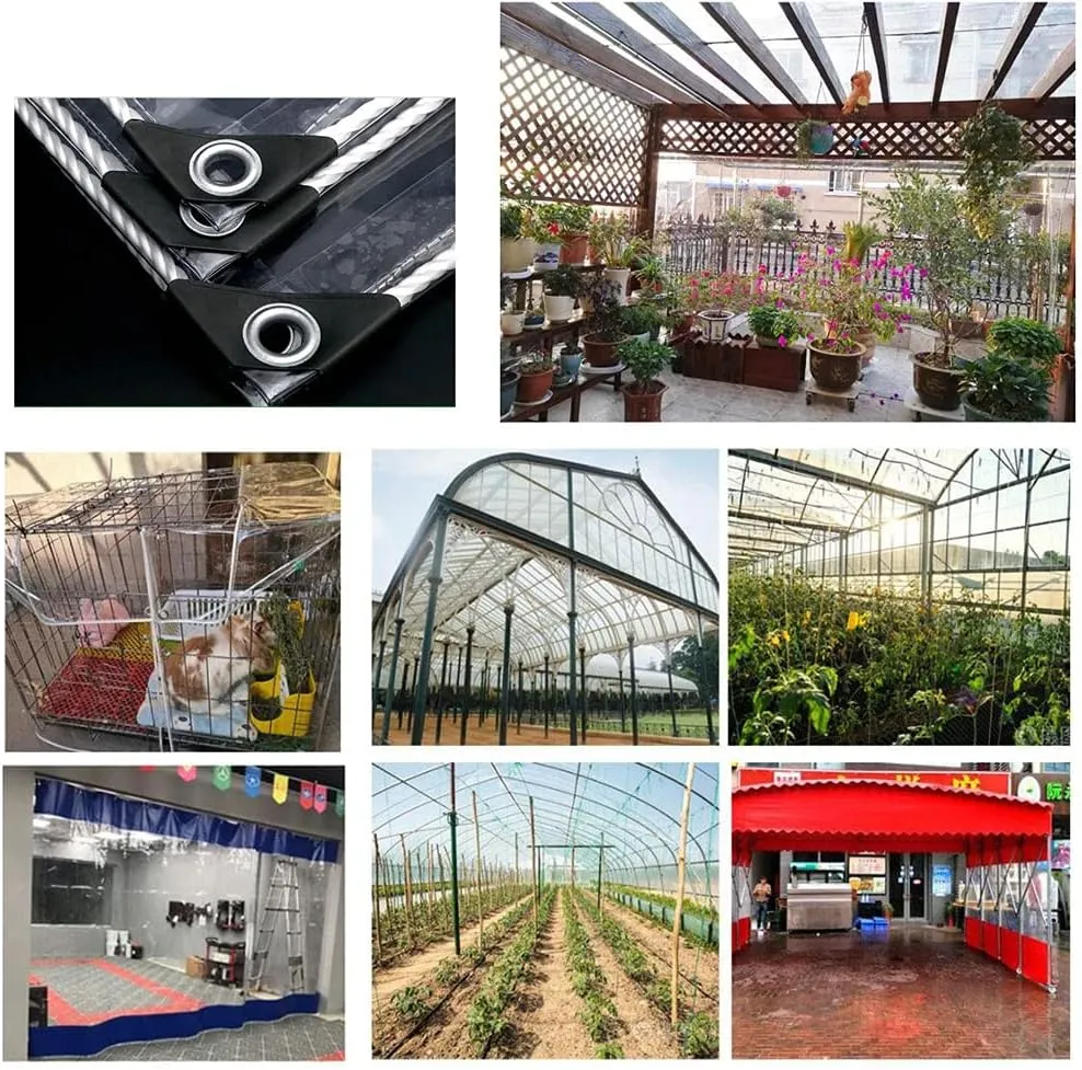 Roller Shade Blind Transparent Waterproof Tarpaulin, Glass Clear Tarpaulin, Heavy Duty Outdoor Fishing Camping Ground Sheet Cover 0.55mm Thickness,650g / m2