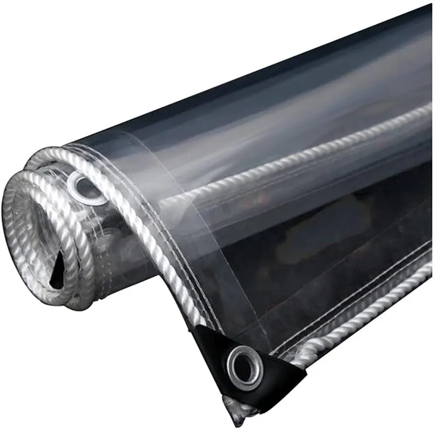 Roller Shade Blind Transparent Waterproof Tarpaulin, Glass Clear Tarpaulin, Heavy Duty Outdoor Fishing Camping Ground Sheet Cover 0.55mm Thickness,650g / m2