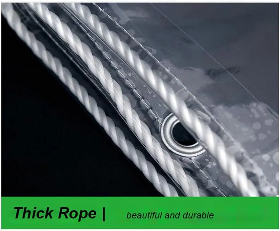 Roller Shade Blind Transparent Waterproof Tarpaulin, Glass Clear Tarpaulin, Heavy Duty Outdoor Fishing Camping Ground Sheet Cover 0.55mm Thickness,650g / m2