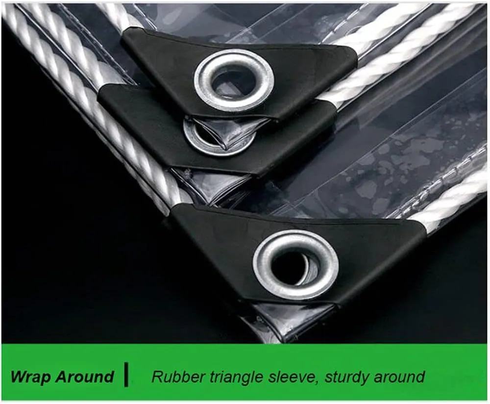 Roller Shade Blind Transparent Waterproof Tarpaulin, Glass Clear Tarpaulin, Heavy Duty Outdoor Fishing Camping Ground Sheet Cover 0.55mm Thickness,650g / m2