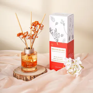 ROUCAS BLANC Reed Diffuser Set with Preserved Flowers, Gardenia and Jasmine Scented Diffuser with Sticks, Room Decor & Bathroom Decor, Aromatherapy Home Fragrance Diffuser Gift (Garden Serenity)