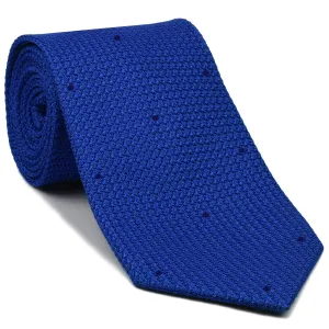 Royal Blue Grenadine Grossa with Dark Navy Blue (Hand Sewn) Pin Dots Silk Tie #GGDT-14 (6)