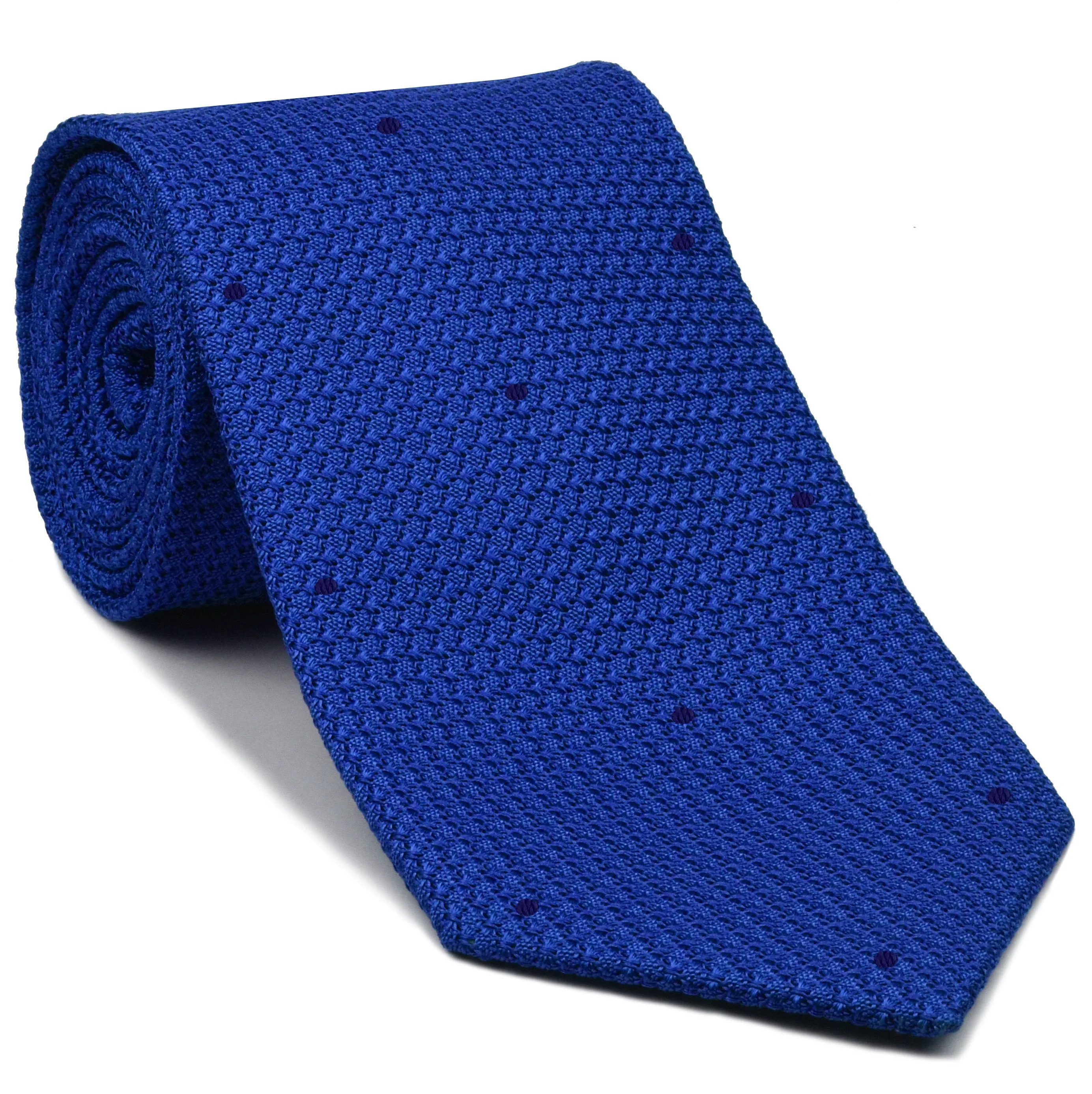 Royal Blue Grenadine Grossa with Dark Navy Blue (Hand Sewn) Pin Dots Silk Tie #GGDT-14 (6)