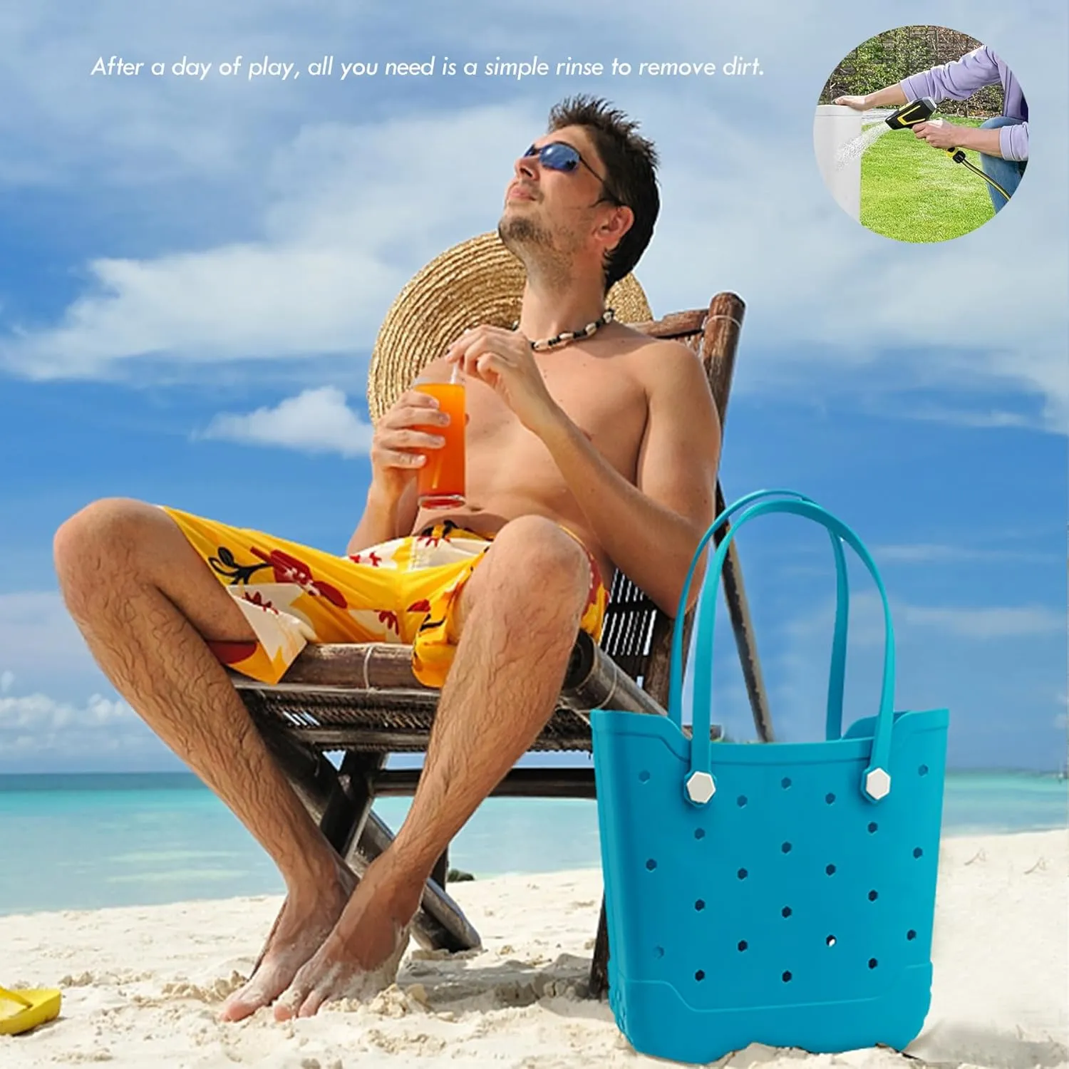 Rubber Beach Bag Waterproof Large Rubber Tote Bag for Men & Women, Travel Handbags for Beach,Pool, Boat,Sports