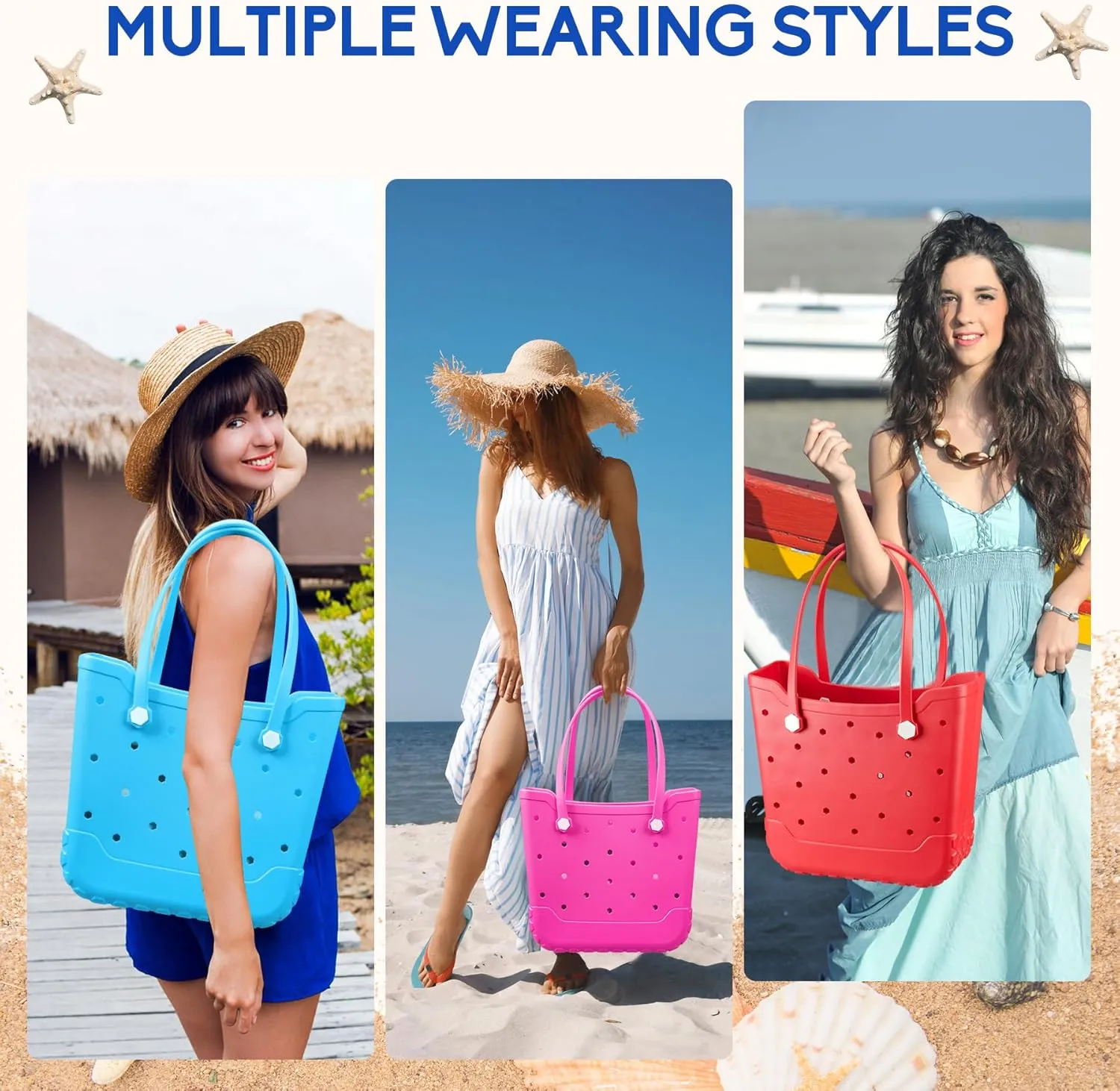 Rubber Beach Bag Waterproof Large Rubber Tote Bag for Men & Women, Travel Handbags for Beach,Pool, Boat,Sports