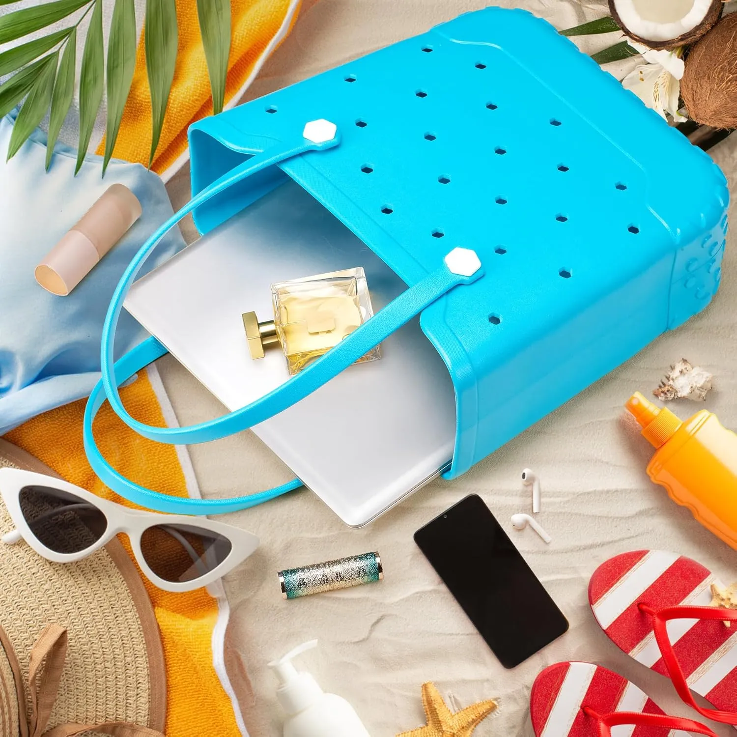 Rubber Beach Bag Waterproof Large Rubber Tote Bag for Men & Women, Travel Handbags for Beach,Pool, Boat,Sports