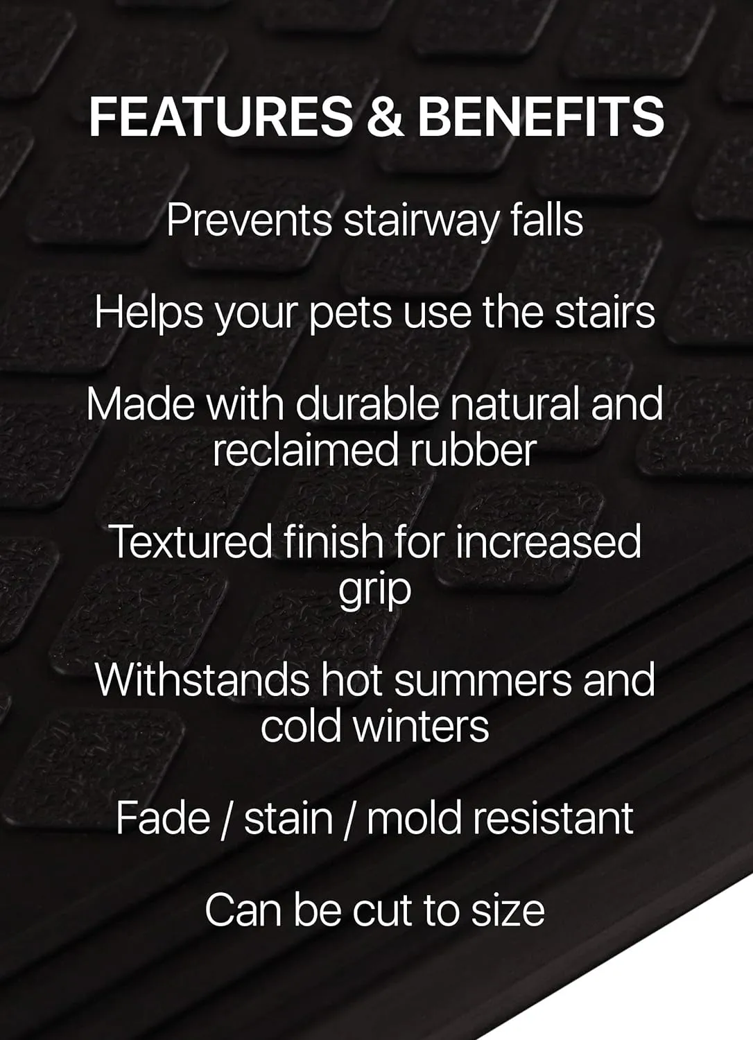 Rubber Stair Treads Non-Slip Outdoor 35”x10” (5-Pack) – Anti-Slip Step Mat with Nosing