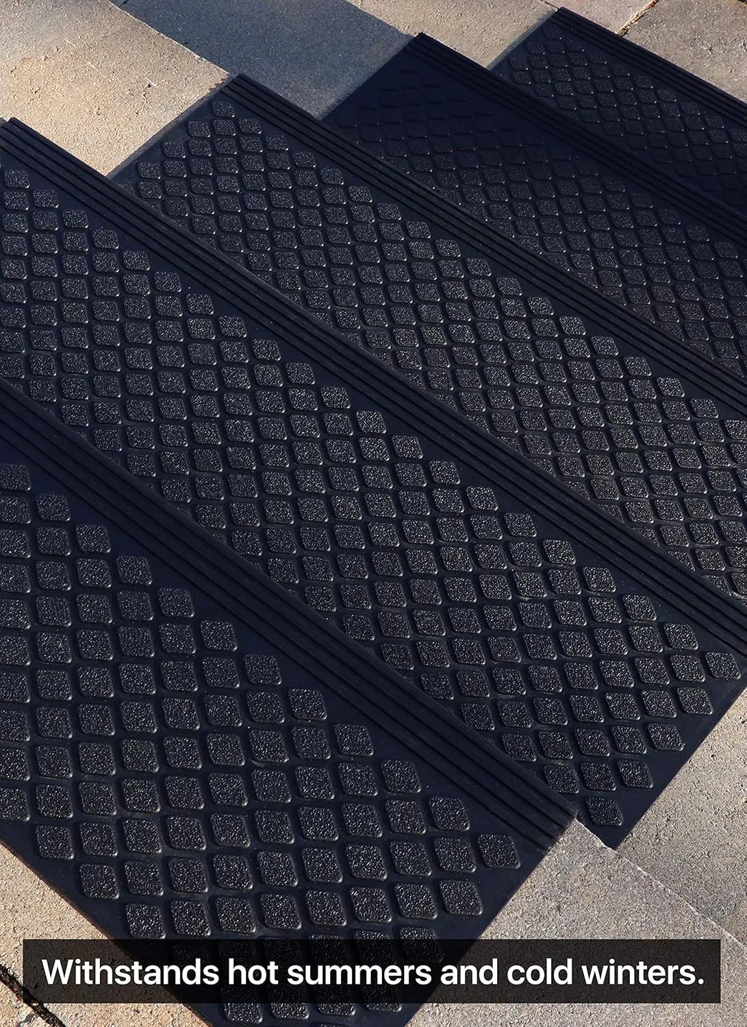 Rubber Stair Treads Non-Slip Outdoor 35”x10” (5-Pack) – Anti-Slip Step Mat with Nosing