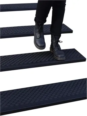 Rubber Stair Treads Non-Slip Outdoor 48”x10” (4-Pack) – Anti-Slip Step Mat with Nosing