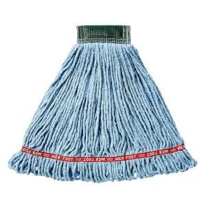 Rubbermaid Commercial Products Web Foot Shrinkless Medium 20 OZ Blend Wet Mop, 5" Headband, Blue, for Janitorial/Professional Cleaners for Hard Floors Hardwood/Tile/Smooth Concrete