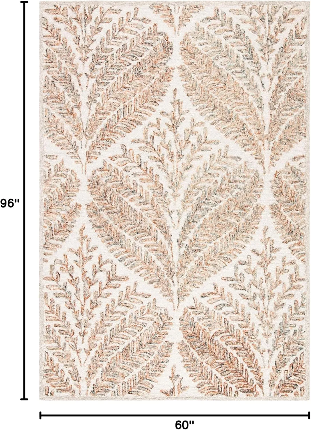 SAFAVIEH Capri Collection Area Rug - 5' x 8', Ivory & Brown, Handmade Wool, Ideal for High Traffic Areas in Living Room, Bedroom (CPR208T)