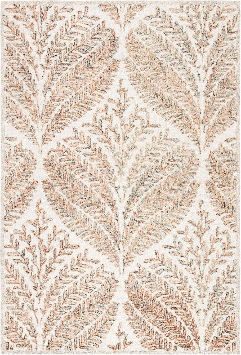 SAFAVIEH Capri Collection Area Rug - 5' x 8', Ivory & Brown, Handmade Wool, Ideal for High Traffic Areas in Living Room, Bedroom (CPR208T)