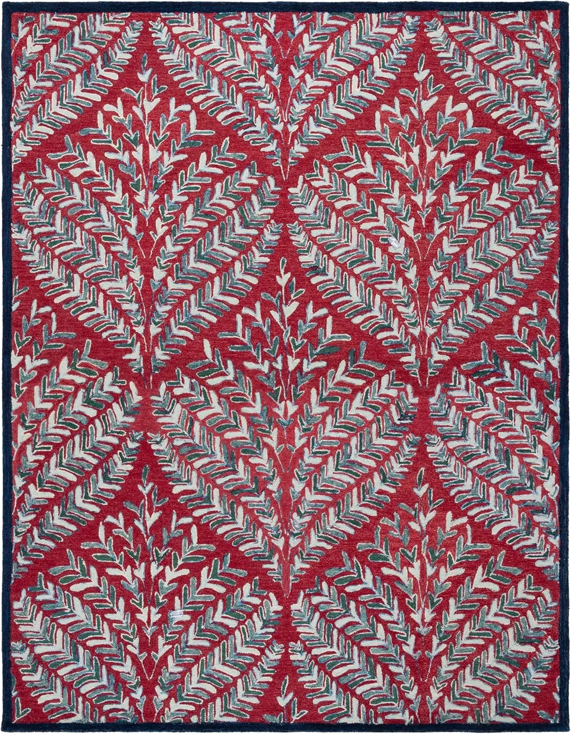 SAFAVIEH Capri Collection Area Rug - 9' x 12', Red & Green, Handmade Wool, Ideal for High Traffic Areas in Living Room, Bedroom (CPR208Q)