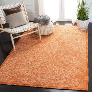 SAFAVIEH Ikat Collection Area Rug - 9' x 12', Rust, Handmade Wool, Ideal for High Traffic Areas in Living Room, Bedroom (IKT506P)