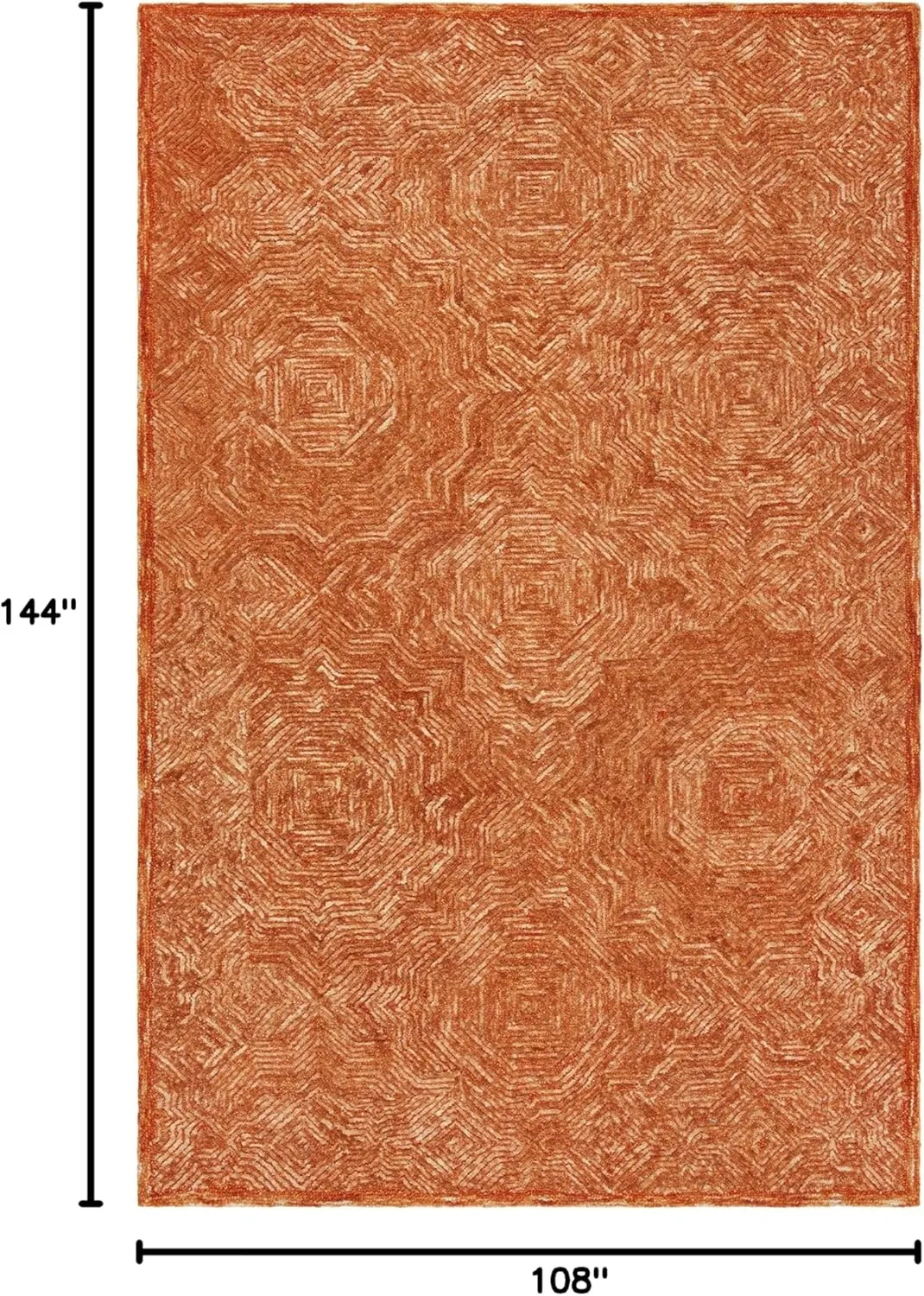 SAFAVIEH Ikat Collection Area Rug - 9' x 12', Rust, Handmade Wool, Ideal for High Traffic Areas in Living Room, Bedroom (IKT506P)