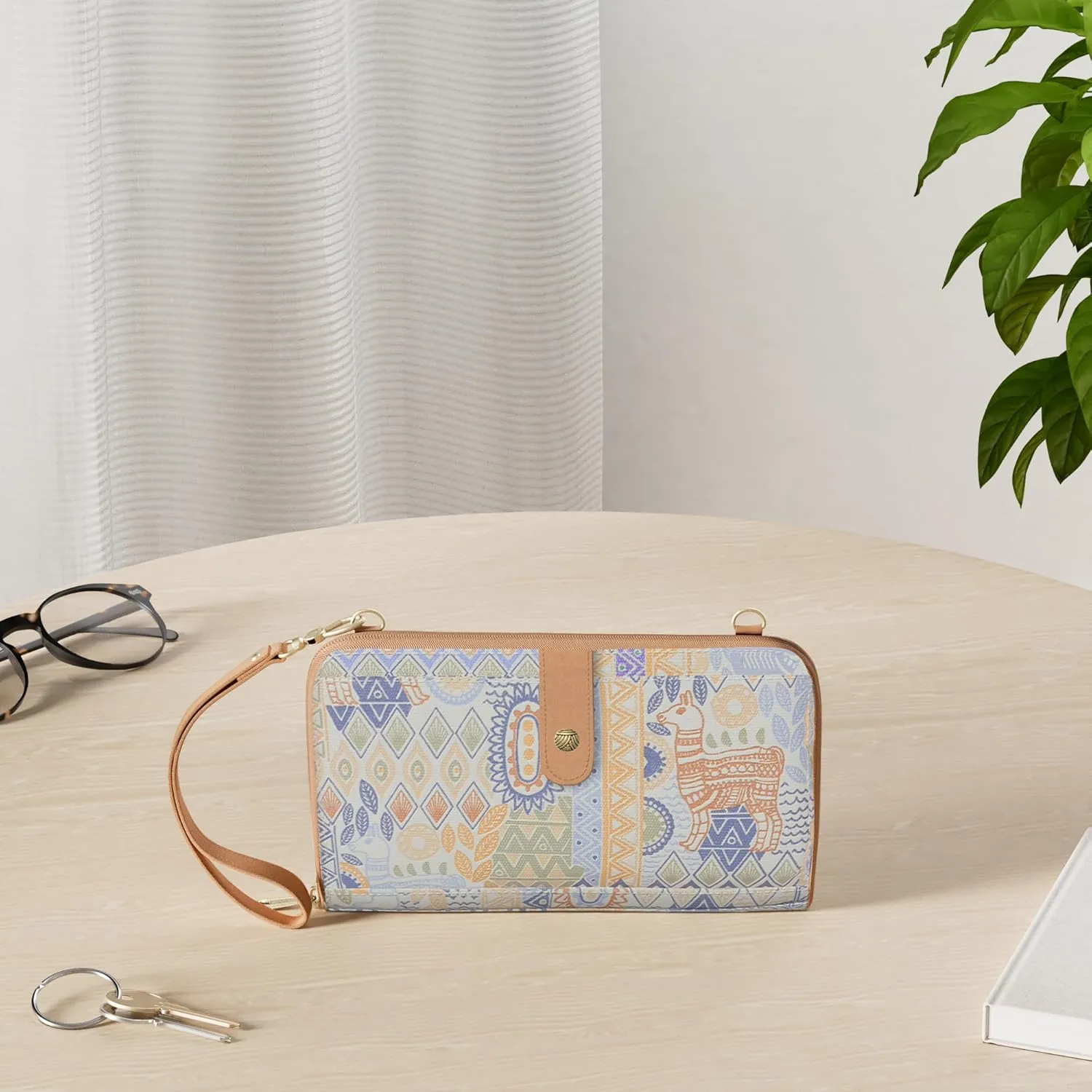 Sakroots Artist Circle Smartphone Crossbody in Coated Canvas, Detachable Wristlet Strap