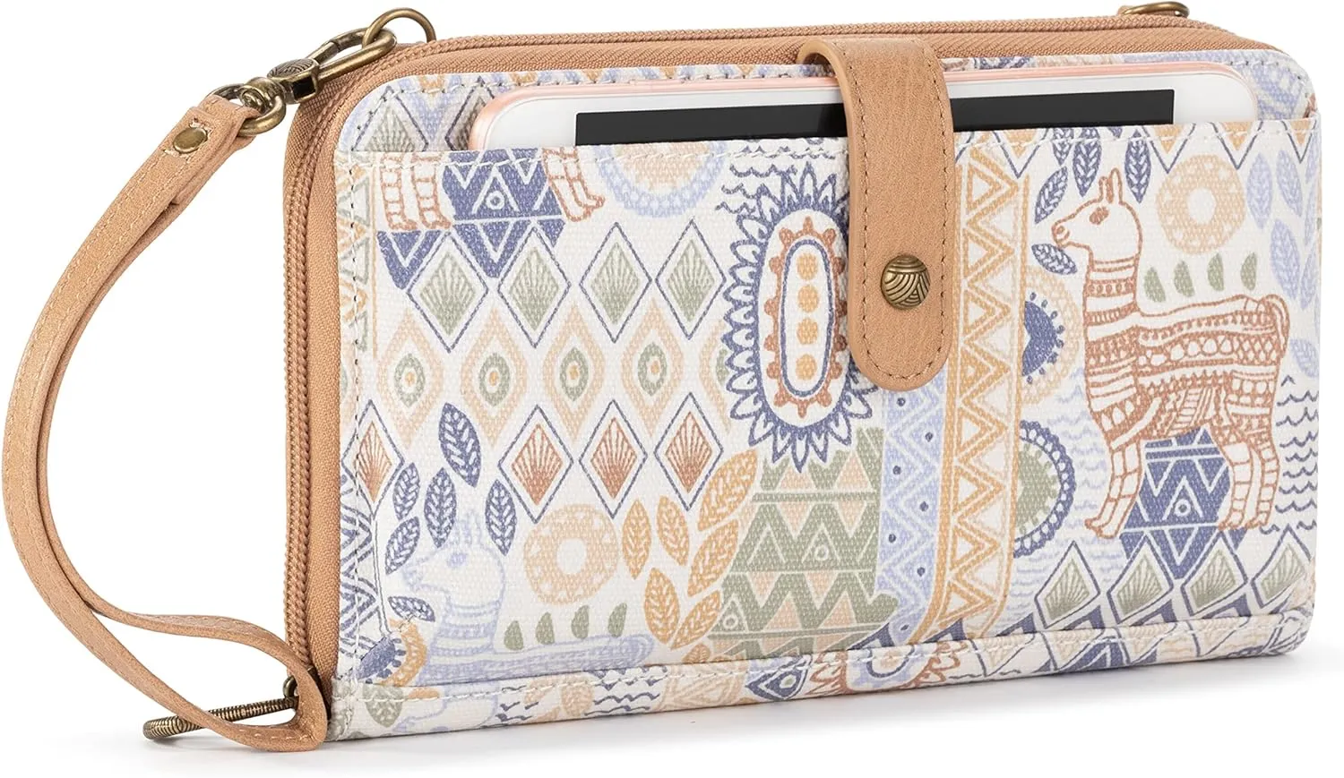 Sakroots Artist Circle Smartphone Crossbody in Coated Canvas, Detachable Wristlet Strap
