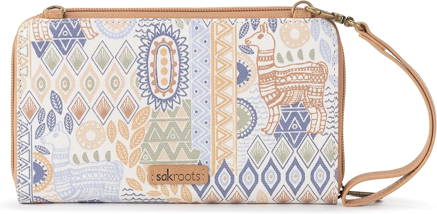 Sakroots Artist Circle Smartphone Crossbody in Coated Canvas, Detachable Wristlet Strap