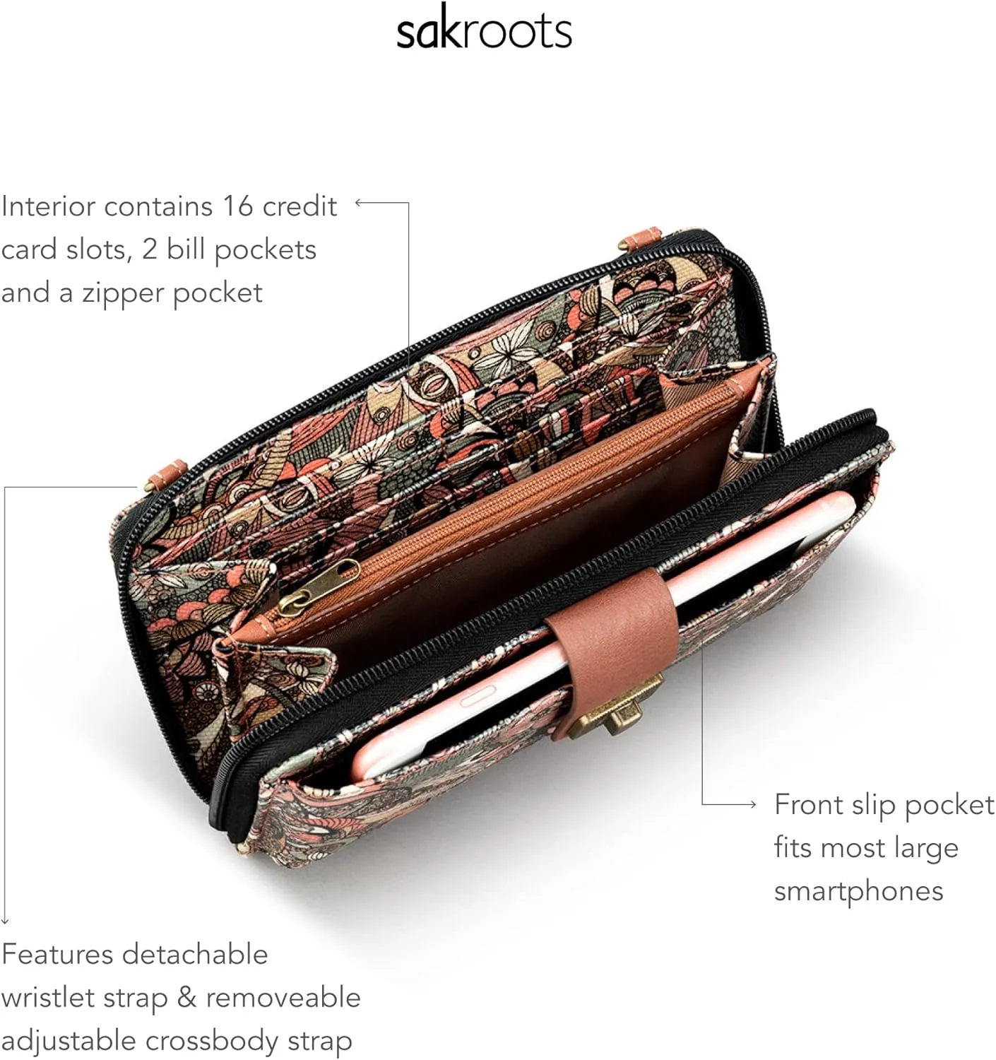 Sakroots Large Coated Canvas Smartphone Crossbody Bag