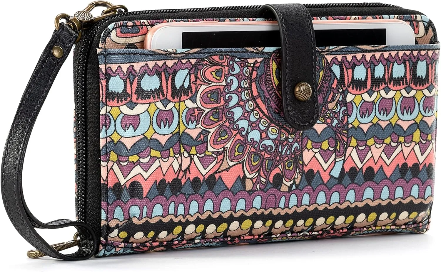 Sakroots Large Smartphone Crossbody Bag in Coated Canvas, Convertible Purse with Detachable Wristlet Strap