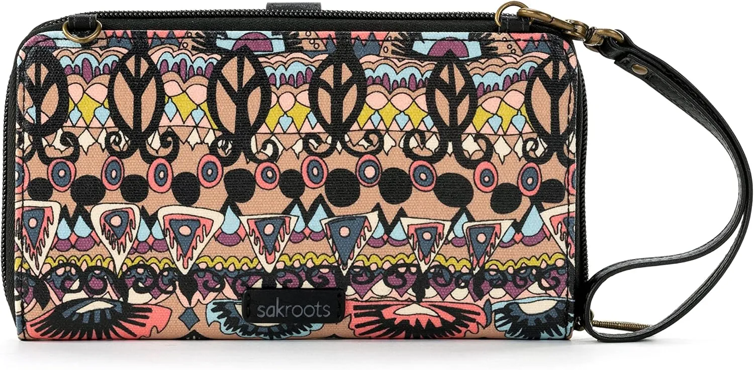 Sakroots Large Smartphone Crossbody Bag in Coated Canvas, Convertible Purse with Detachable Wristlet Strap