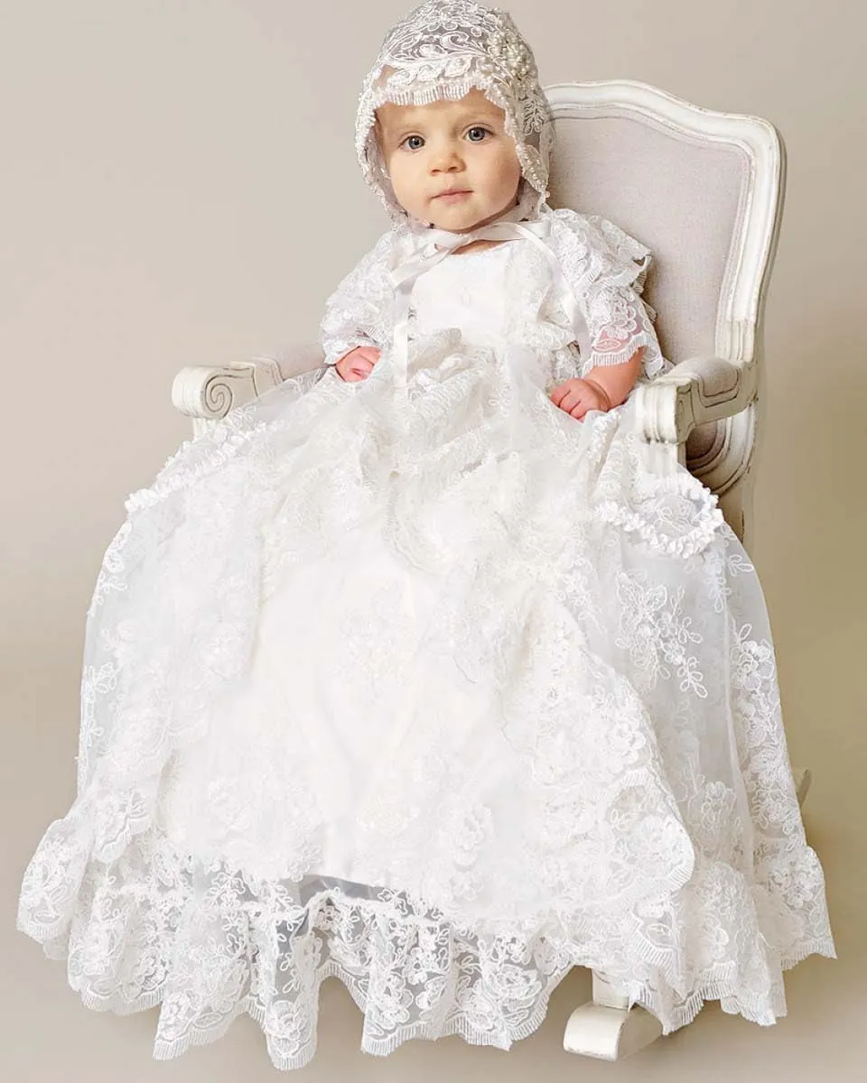 Same White lace Christening Gown dress for baby girl