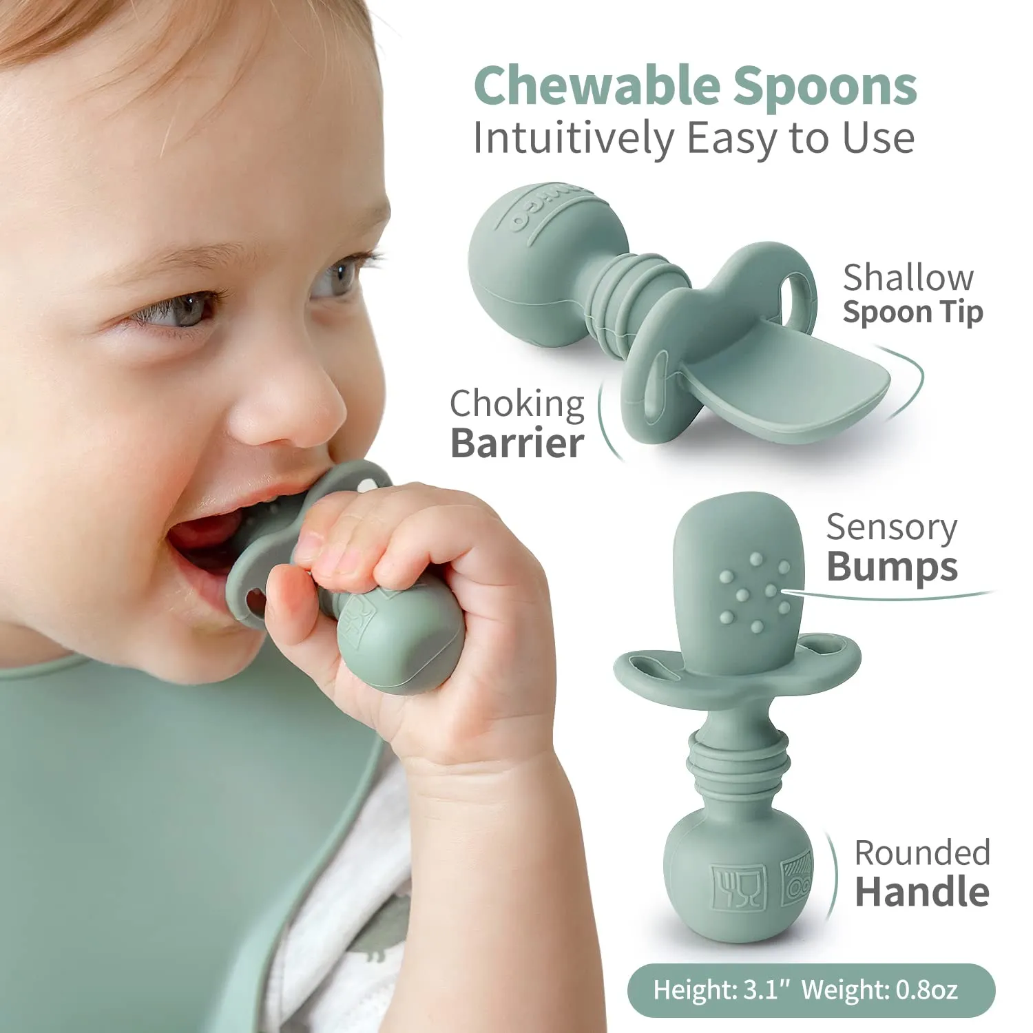 SAMiGO Silicone Baby Feeding Set, Baby Led Weaning Supplies, Suction Bowl Plate Bib Cup Self Feeding Spoons, Solid Food Eating Essentials, First Stage Utensils, 6  Months