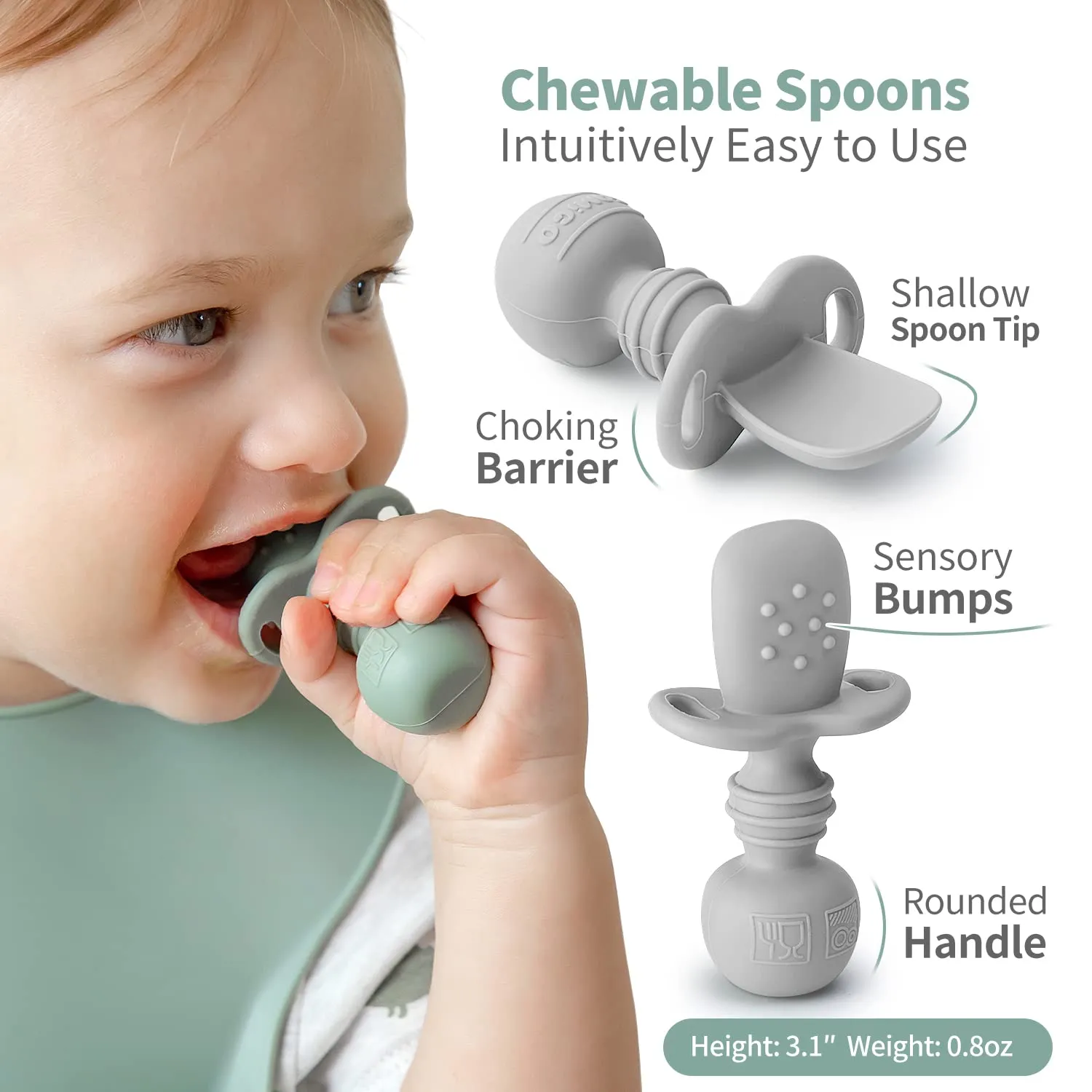 SAMiGO Silicone Baby Feeding Set, Baby Led Weaning Supplies, Suction Bowl Plate Bib Cup Self Feeding Spoons, Solid Food Eating Essentials, First Stage Utensils, 6  Months