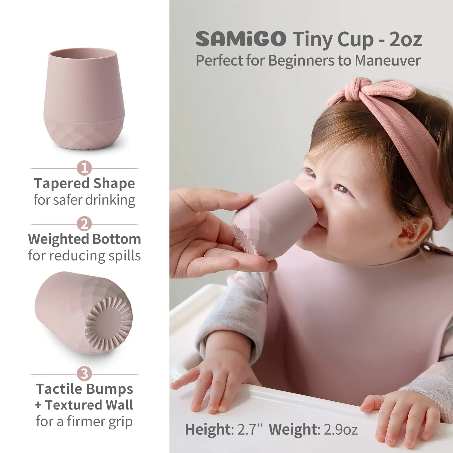 SAMiGO Silicone Baby Feeding Set, Baby Led Weaning Supplies, Suction Bowl Plate Bib Cup Self Feeding Spoons, Solid Food Eating Essentials, First Stage Utensils, 6  Months