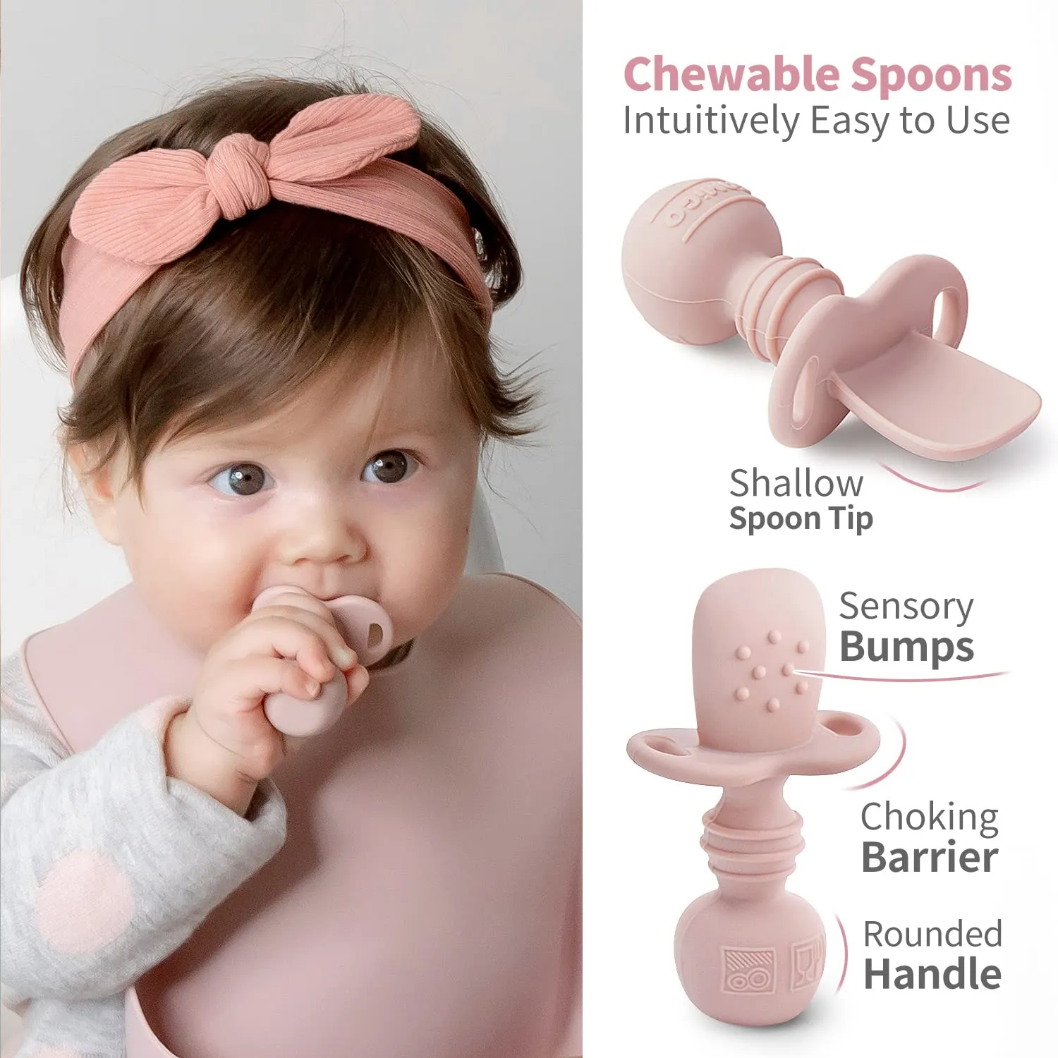 SAMiGO Silicone Baby Feeding Set, Baby Led Weaning Supplies, Suction Bowl Plate Bib Cup Self Feeding Spoons, Solid Food Eating Essentials, First Stage Utensils, 6  Months