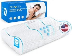 Sandwich Cervical Neck Pillow Queen Size - Dynamic Memory Foam Pillow for Neck Shoulder Pain Relief, Ergonomic Adjustable Contour Bed Pillow for Side, Back & Stomach Sleepers CertiPUR-US
